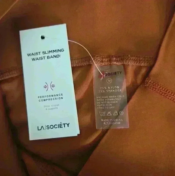 LA Society Womens Orange Brown Waist Slimming Compression Biker Shorts M - Picture 6 of 10